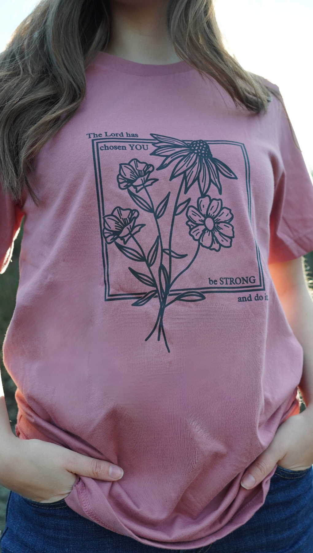 Be Strong and Do it Short Sleeve Tee- Mauve with grey text