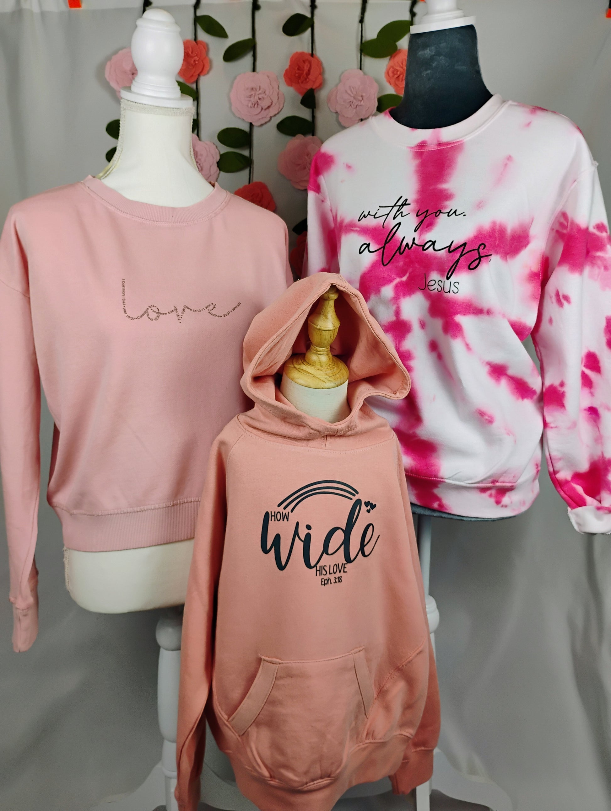 With You Always red and white tie-dye crewneck