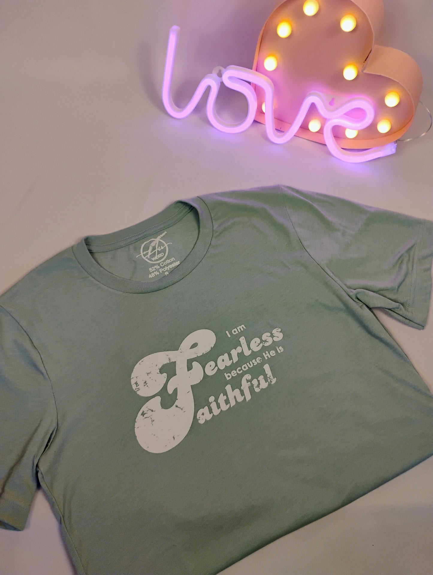 Fearless because He is faithful mint ss tee