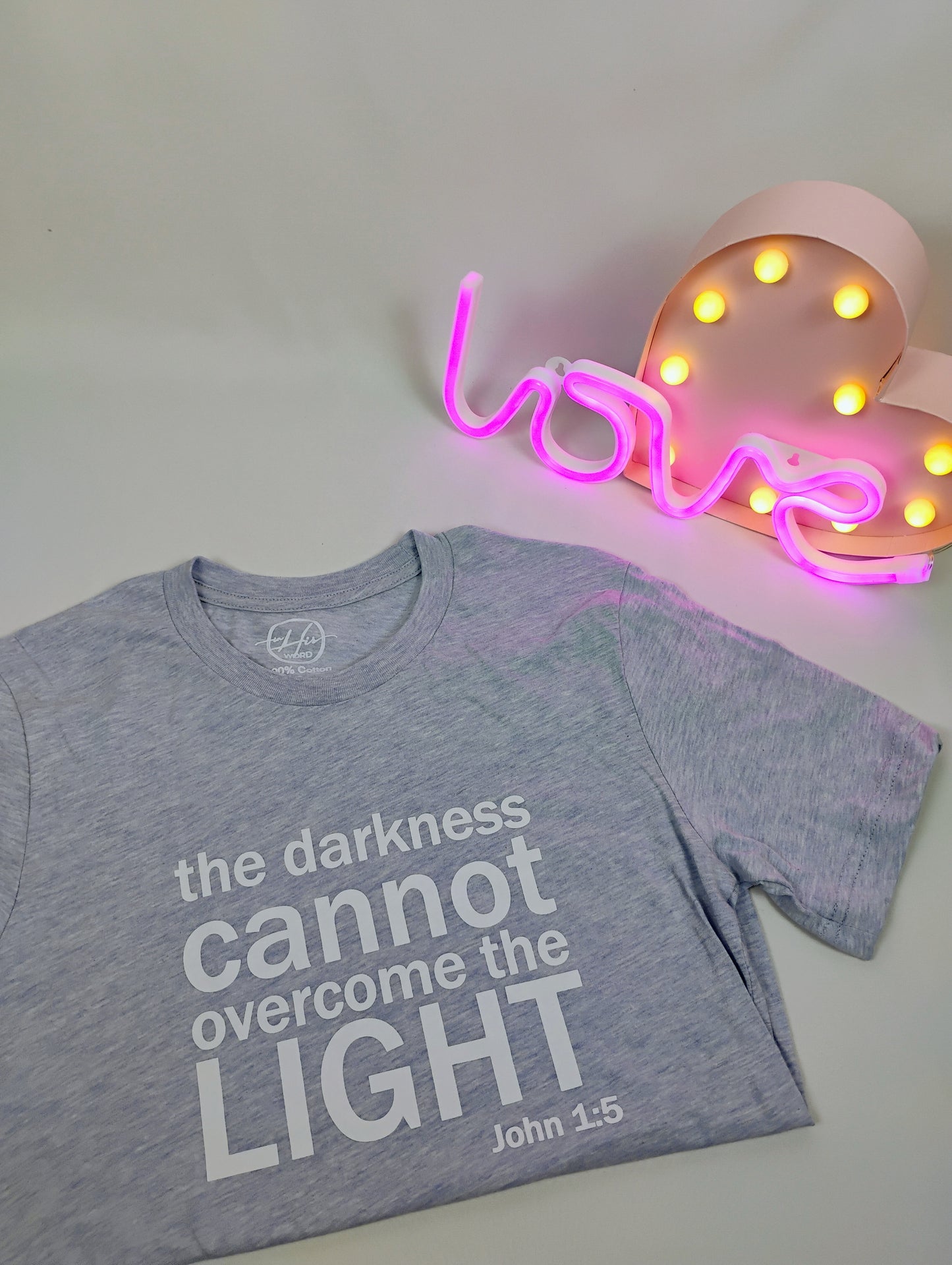 Darkness Cannot Overcome SS Tee- Light Blue