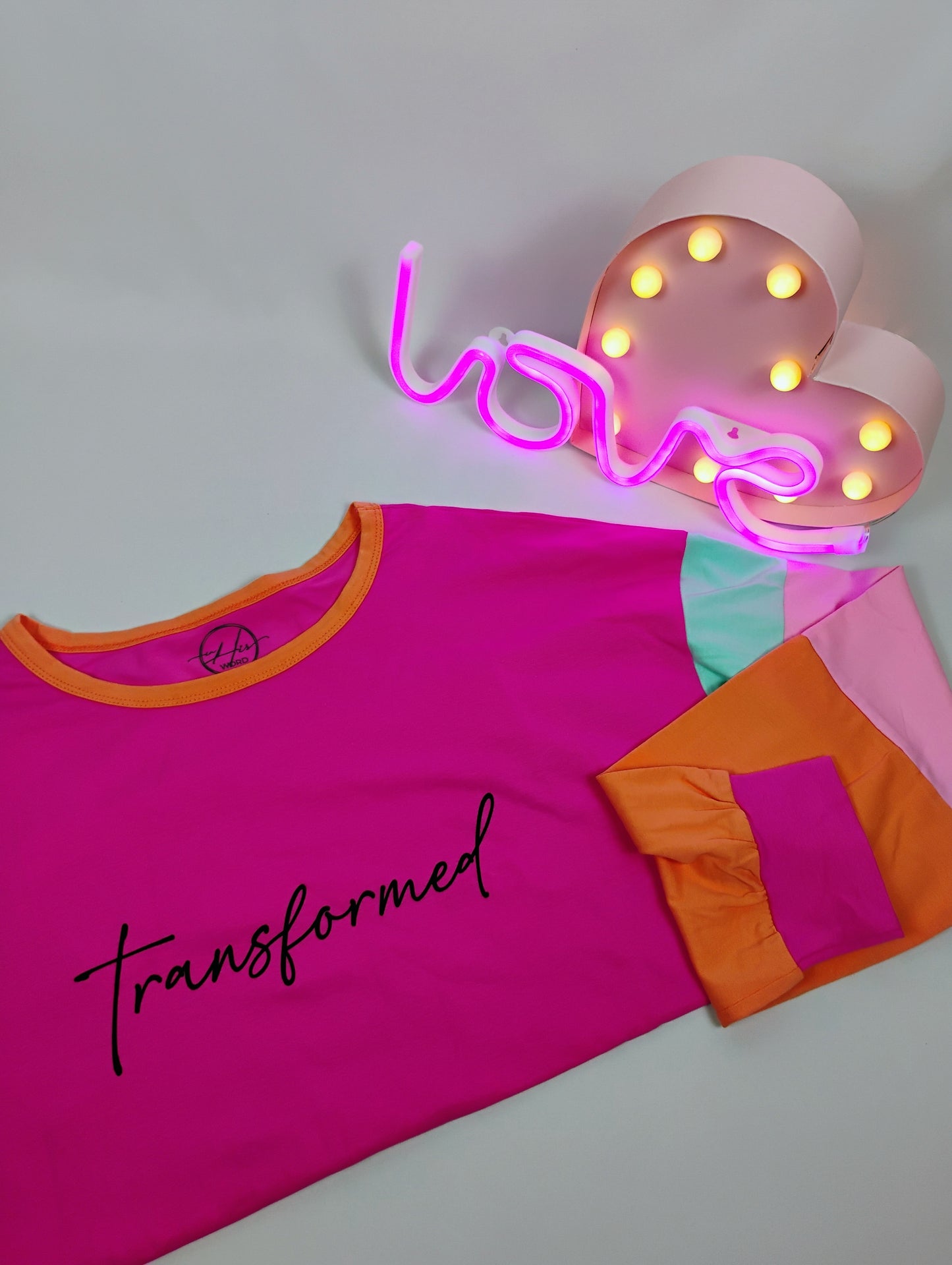 Transformed Pink colorblock LS Tee