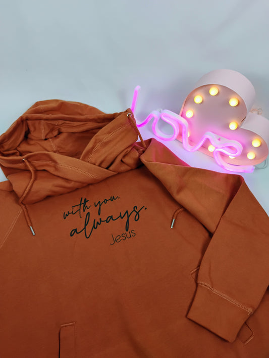 With You Always fleece funnel neck hoodie- Burnt Clay