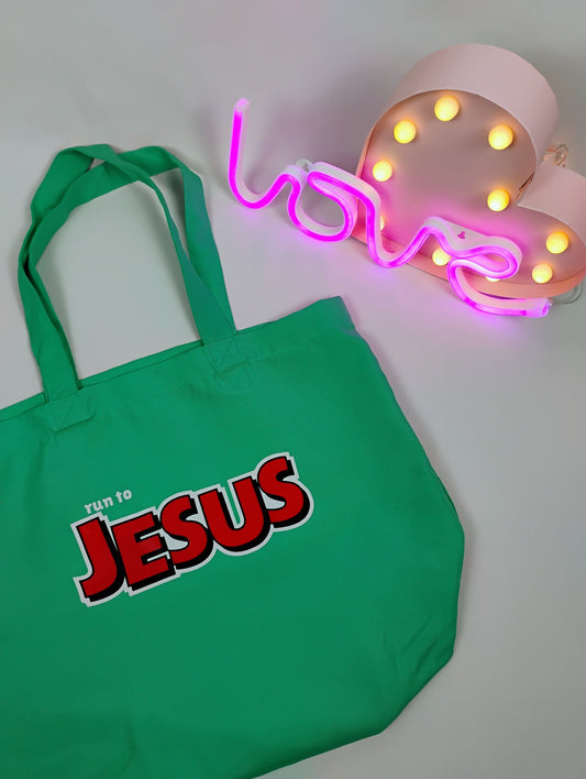 Run to Jesus medium Tote Bag