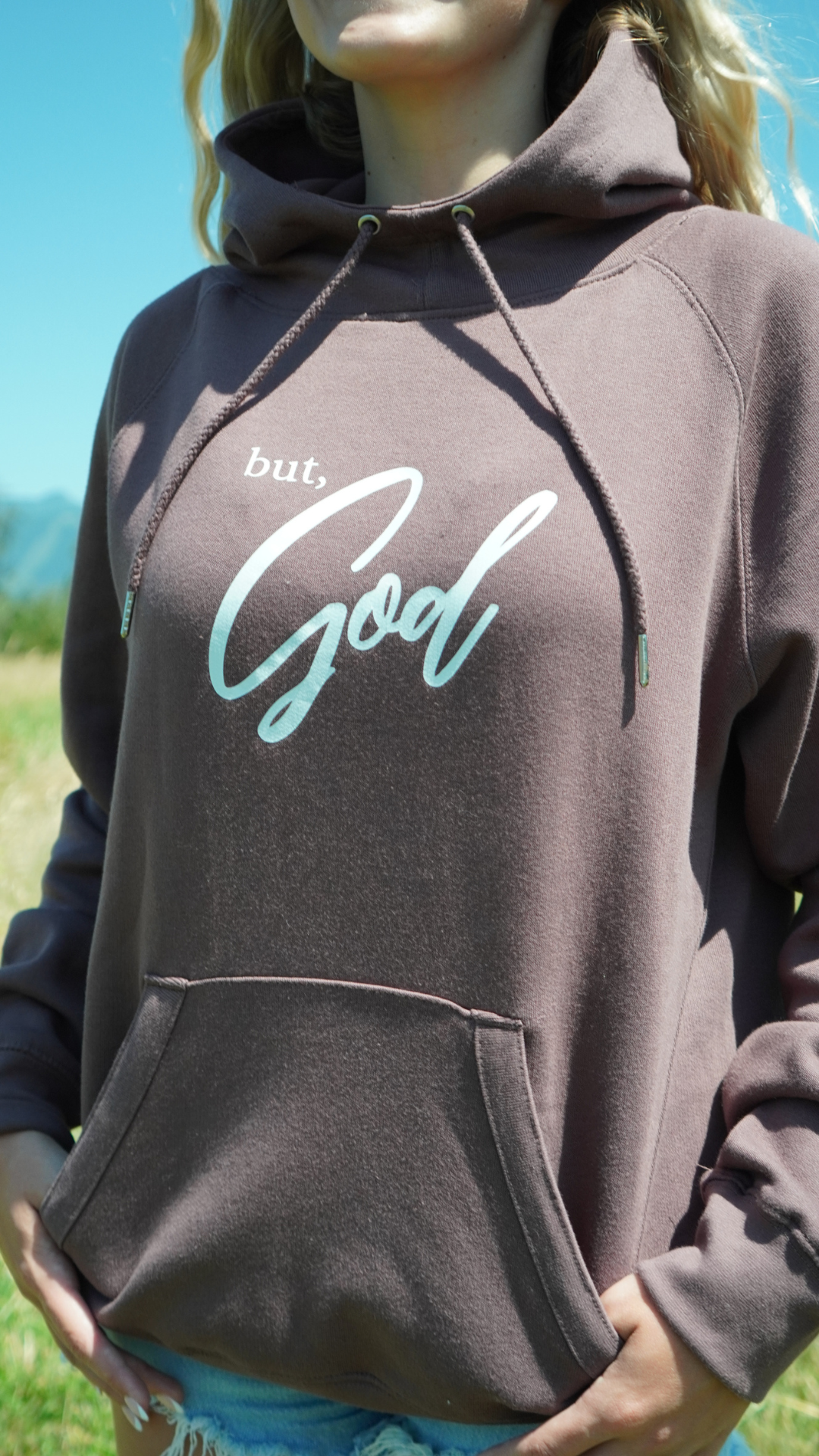 But, God... Java Split-Neck Hoodie w/ cream ties