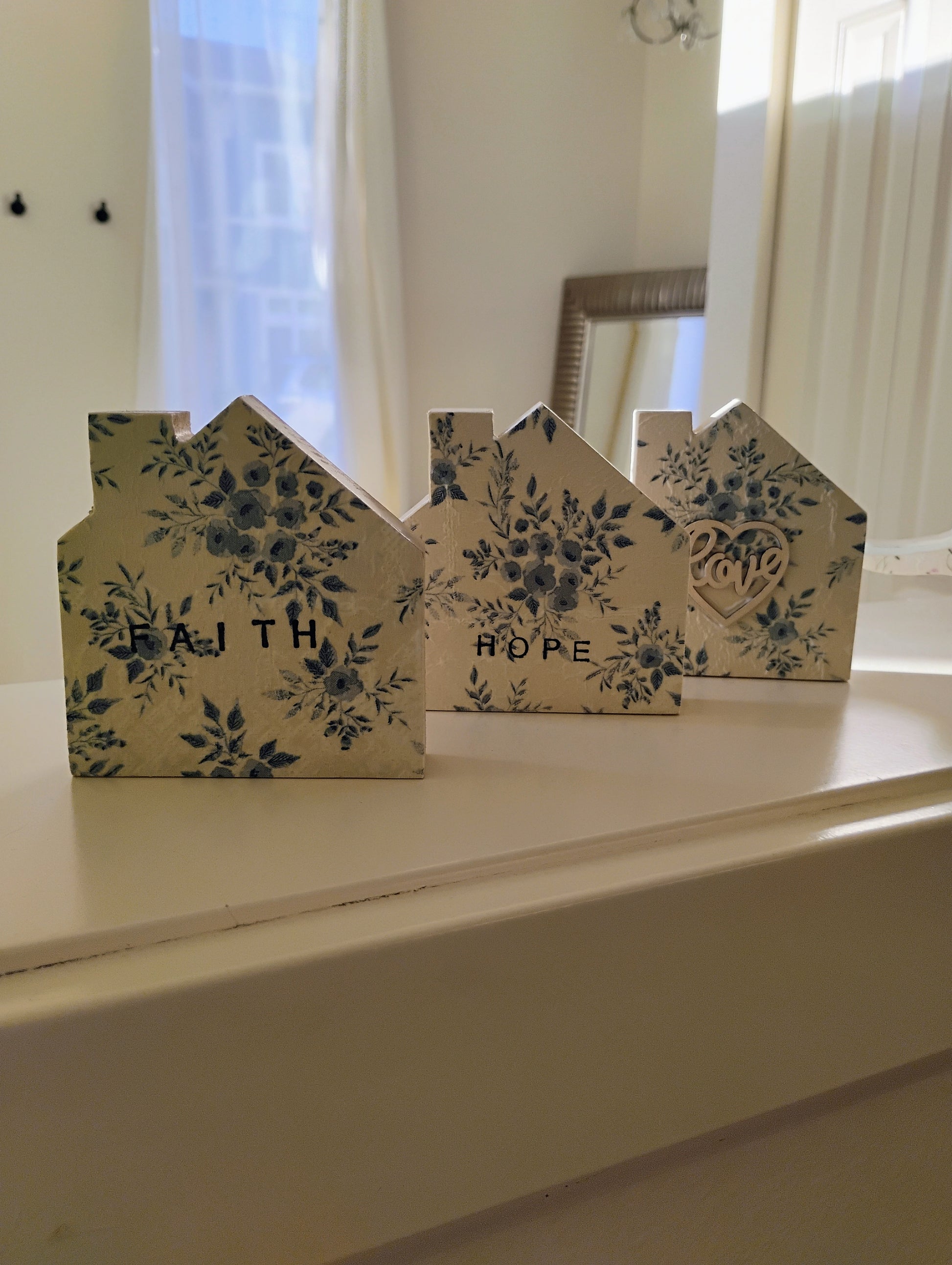 Faith, Hope, Love wood house set